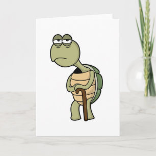 Schildpad met schild en wandelstok kaart