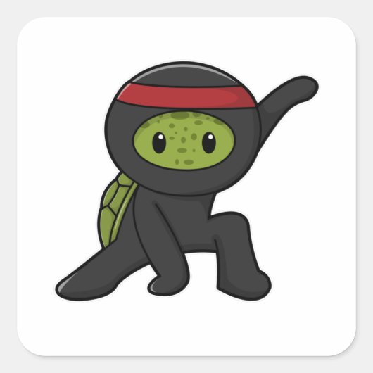 Schildpad met Shell als Ninja Vierkante Sticker (Voorkant)