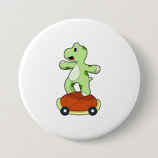 Schildpad met Shell als skateboard Ronde Button 7,6 Cm (Voorkant)