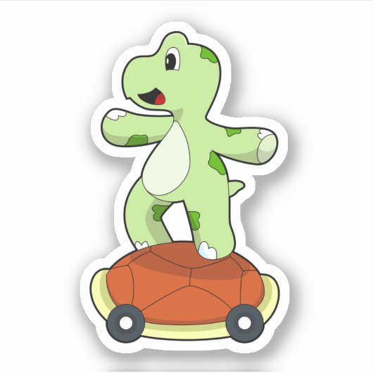 Schildpad met Shell als skateboard Sticker (Voorkant)