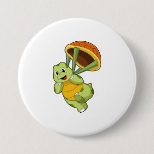 Schildpad met Shell als Skydiver Ronde Button 7,6 Cm