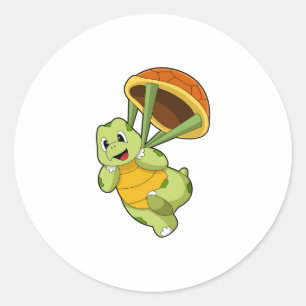 Schildpad met Shell als Skydiver Ronde Sticker