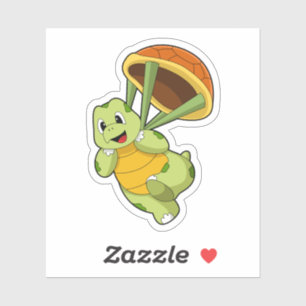 Schildpad met Shell als Skydiver Sticker