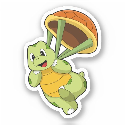 Schildpad met Shell als Skydiver Sticker (Voorkant)