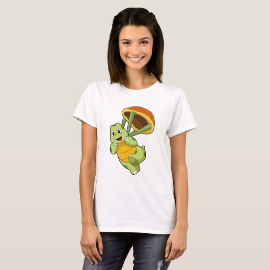 Schildpad met Shell als Skydiver T-shirt (Voorkant volledig)