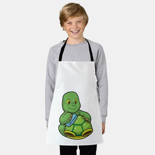 Schildpad met Shell & Cleaning rag Schort (Gedragen)