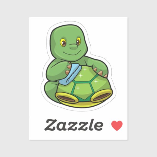Schildpad met Shell & Cleaning rag Sticker (Vel)