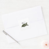 Schildpad met Teacup Vierkante Sticker (Envelop)