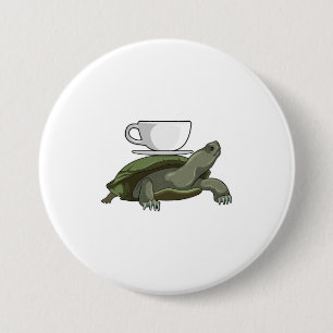 Schildpad met Theekopje Ronde Button 7,6 Cm