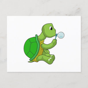 Schildpad met zeepbellen briefkaart