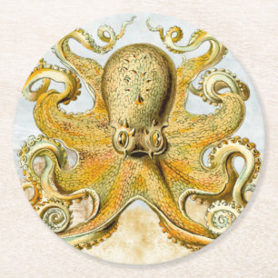 Schildpad Nautical Octopus Kraken Squid Ronde Kartonnen Onderzetter