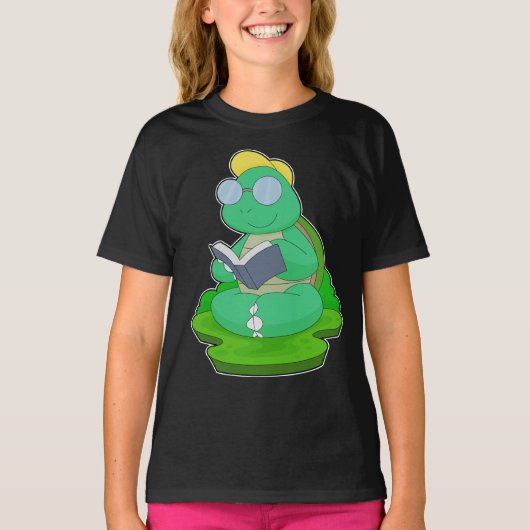 Schildpad Nerd Boek Bril T-shirt (Voorkant)