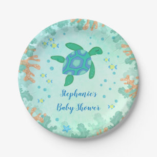 Schildpad onder het Baby shower Zee Papieren Bordje