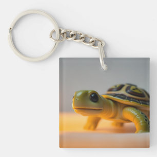 Schildpad op een brandende kaars sleutelhanger