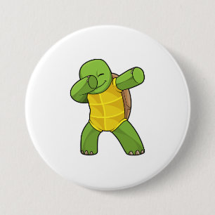Schildpad op Hip Hop Dance Dab Ronde Button 7,6 Cm