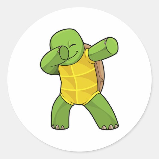 Schildpad op Hip Hop Dance Dab Ronde Sticker (Voorkant)