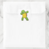 Schildpad op Hip Hop Dance Dab Vierkante Sticker (Tas)