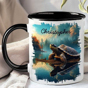 Schildpad op Logmeer-weerkaatsing Mok