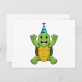 Schildpad op verjaardag met feesthoed briefkaart (Voorkant / Achterkant)
