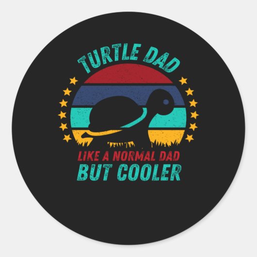 Schildpad Papa - Cool Tortoise Father Gift Ronde Sticker (Voorkant)