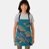 Schildpad Retro Kleurrijk Gepersonaliseerd Patroon Schort (Insitu)