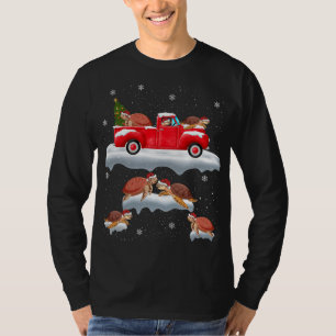 Schildpad Rijden Kerstboom Rode Vrachtwagen Schild T-shirt