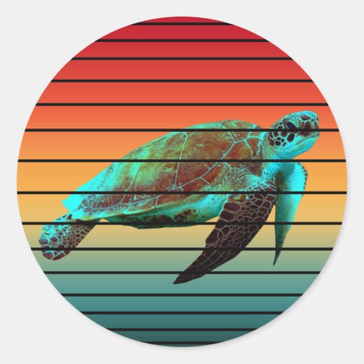 Schildpad  ronde sticker (Voorkant)