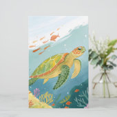 Schildpad schilderen briefpapier (Staand voorkant)
