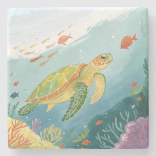 Schildpad schilderen stenen onderzetter
