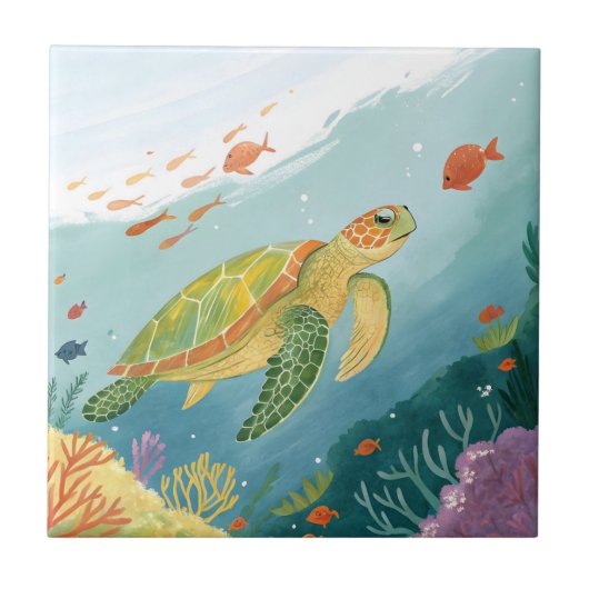 Schildpad schilderen tegeltje (Voorkant)