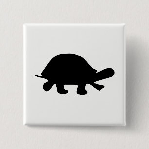 Schildpad Silhouet Vierkante Button 5,1 Cm