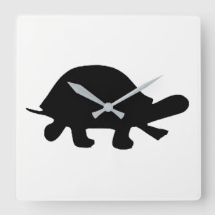 Schildpad Silhouet Vierkante Klok