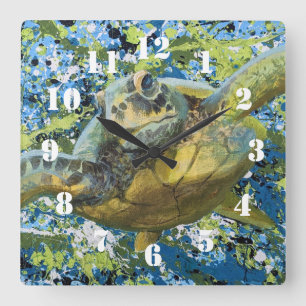Schildpad Spat Kunst Vierkante Klok