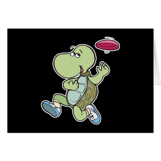 schildpad speelt frisbee (Voorkant Horizontaal)