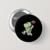 schildpad speelt frisbee ronde button 5,7 cm (Voorkant /achterkant)