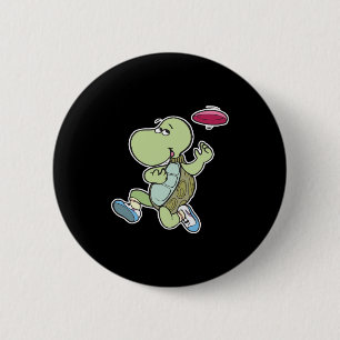 schildpad speelt frisbee ronde button 5,7 cm