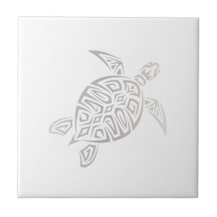 Schildpad Stam Beige Wit Minimaal Design Tegeltje