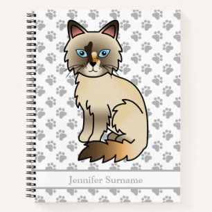 Schildpad Tabby Birmaanse / Ragdoll Kat & Aangepas Notitieboek