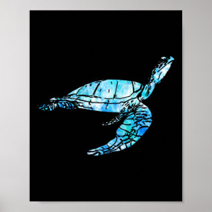 Schildpad Tie Dye Waterverf Zee Ocean Save Planet Poster