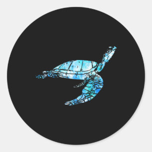 Schildpad Tie Dye Waterverf Zee Ocean Save Planet Ronde Sticker