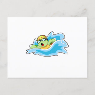 Schildpad tijdens zwemmen in water briefkaart