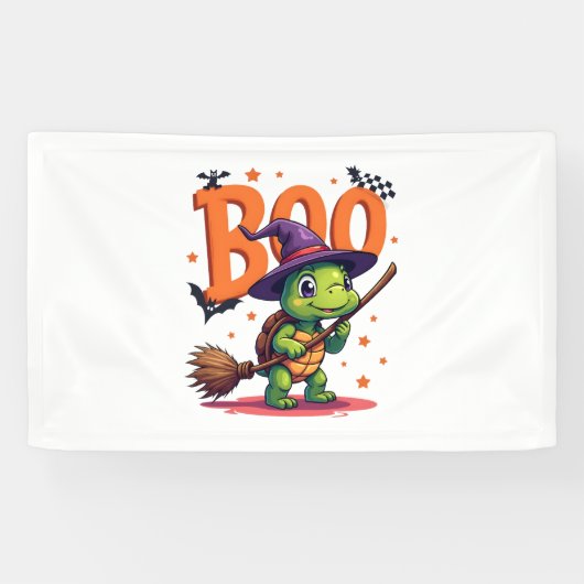 Schildpad Tortoise Boo Witch Trick or treat Hallow Spandoek (Horizontaal)