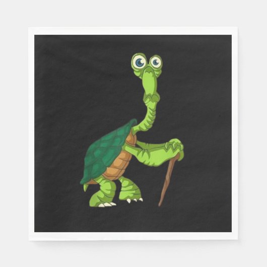 Schildpad Tortoise Gepensioneerd Grappig staand sc Servet (Voorkant)