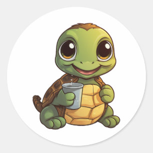 schildpad voor cartoon ronde sticker