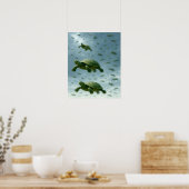 Schildpad Wall Art, Happy Turtle in the Rain Art Poster (Keuken)