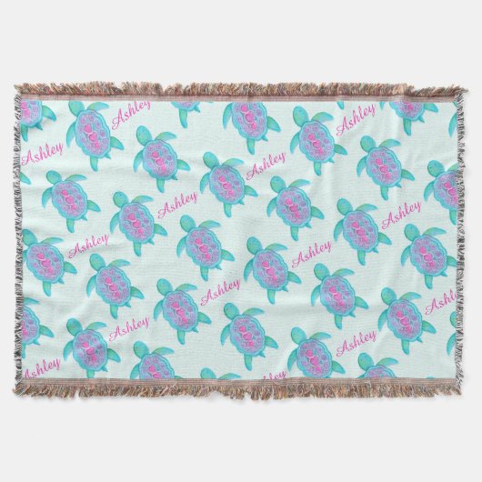 Schildpad waterverf kunstnaam patroon aqua worp deken (Voorkant)