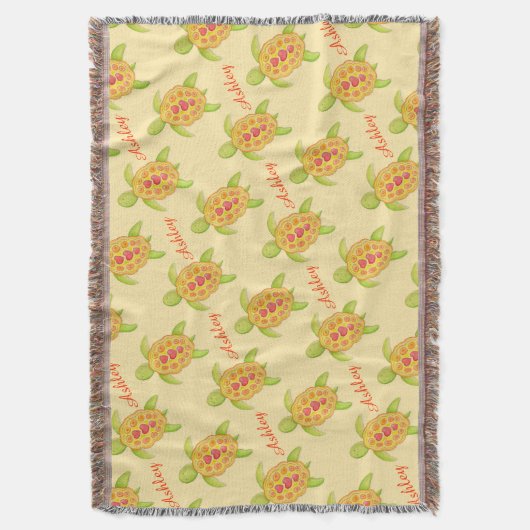 Schildpad waterverf kunstnaam patroon geel gooien deken (Voorkant Verticaal)