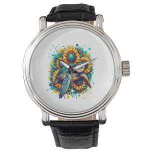 Schildpad Zonnebloem Horloge