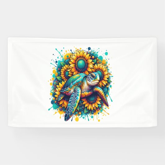 Schildpad Zonnebloem Spandoek (Horizontaal)