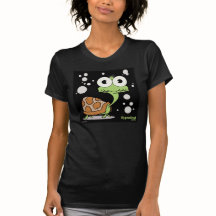 Schildpad (zwart), dames in fijne Jersey T-Shirt